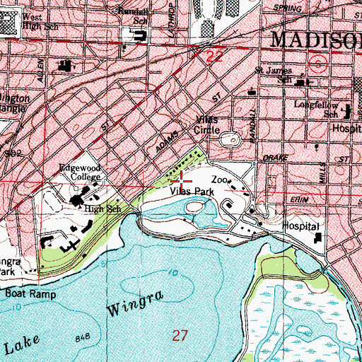 Topographic Map of Henry Vilas Park, WI