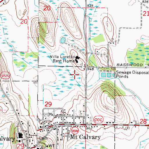 Topographic Map of Villa Loretto Rest Home, WI