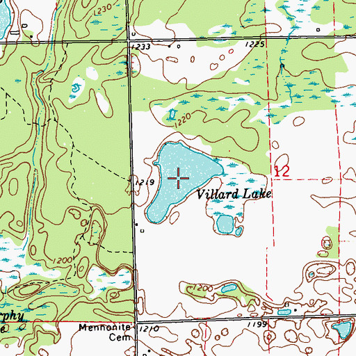Topographic Map of Villard Lake, WI
