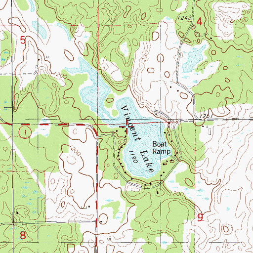Topographic Map of Vincent Lake, WI