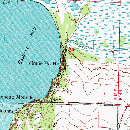 Topographic Map of Vinnie Ha Ha, WI