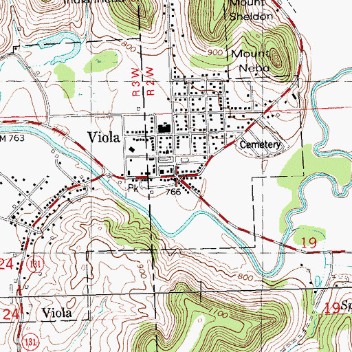 Topographic Map of Viola, WI