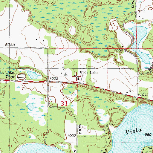 Topographic Map of Viola Lake Alliance Church, WI