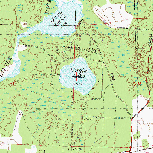 Topographic Map of Virgin Lake, WI