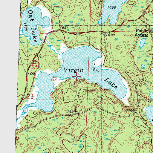 Topographic Map of Virgin Lake, WI