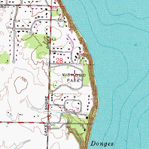 Topographic Map of Virmond Park, WI