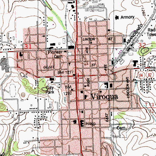 Topographic Map of Viroqua, WI