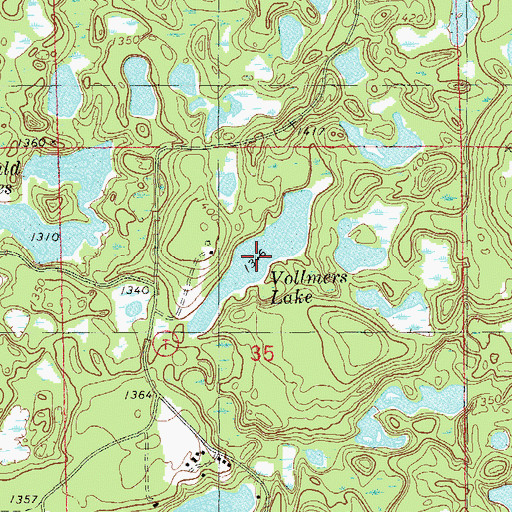 Topographic Map of Vollmers Lake, WI