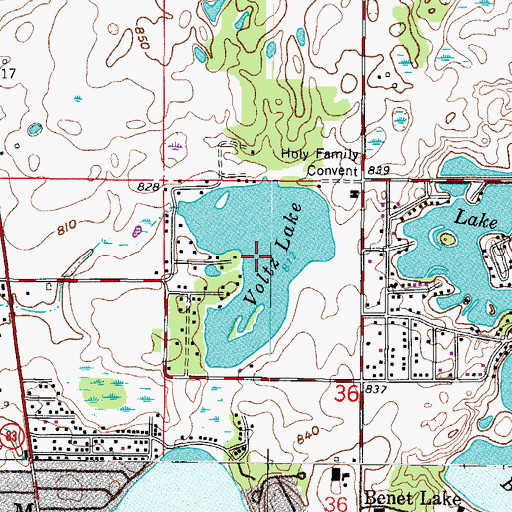 Topographic Map of Voltz Lake, WI