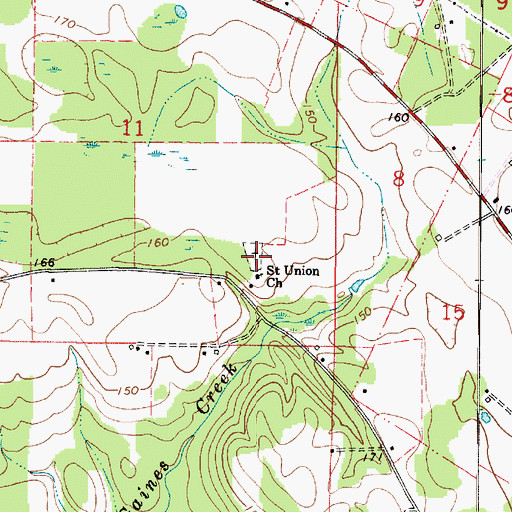 Topographic Map of Saint Union-Mount Stoney Cemetery, AL