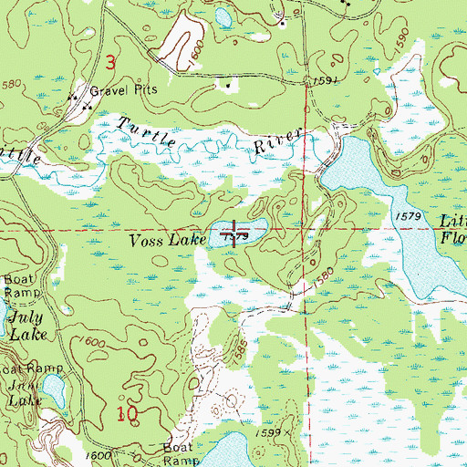 Topographic Map of Voss Lake, WI
