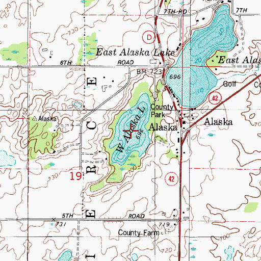 Topographic Map of West Alaska Lake, WI