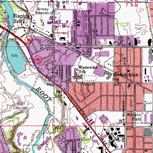 Topographic Map of Wadewitz Elementary School, WI