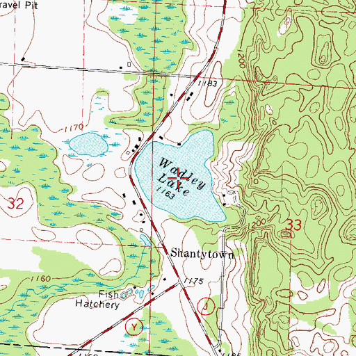 Topographic Map of Wadley Lake, WI