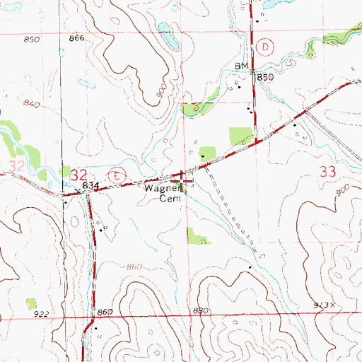 Topographic Map of Wagner Cemetery, WI