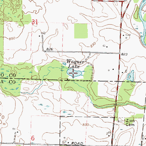 Topographic Map of Wagner Lake, WI