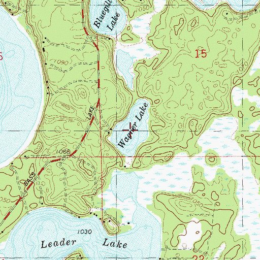 Topographic Map of Wagner Lake, WI