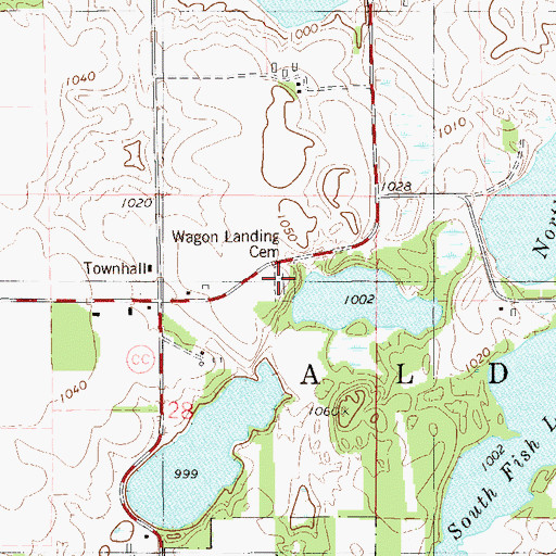 Topographic Map of Wagon Landing Cemetery, WI