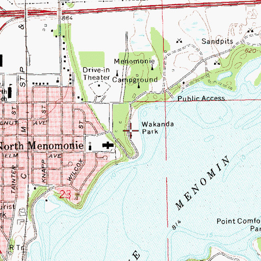 Topographic Map of Wakanda Park, WI