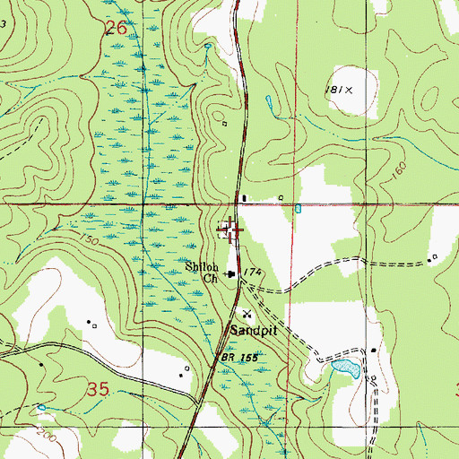 Topographic Map of Shiloh Cemetery, AL