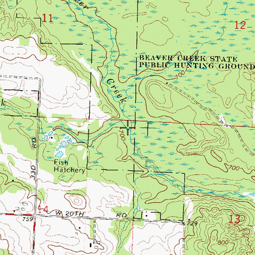 Topographic Map of Walker Creek, WI