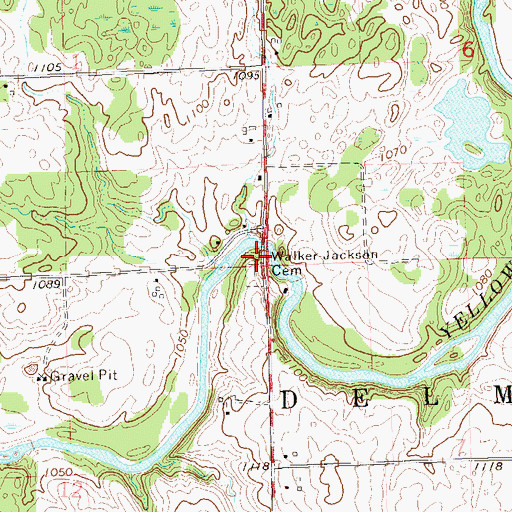 Topographic Map of Walker-Jackson Cemetery, WI