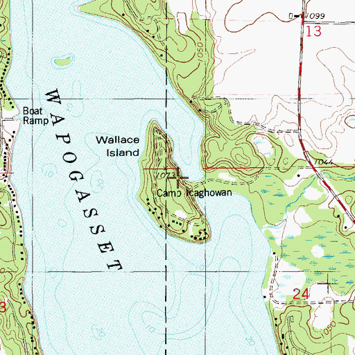 Topographic Map of Wallace Island, WI
