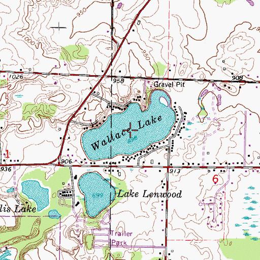 Topographic Map of Wallace Lake, WI