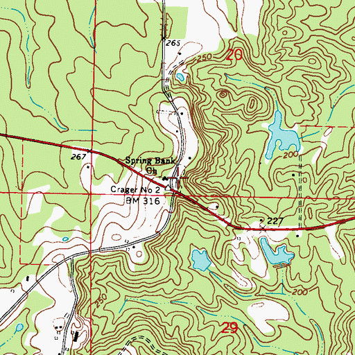 Topographic Map of Spring Bank Cemetery, AL