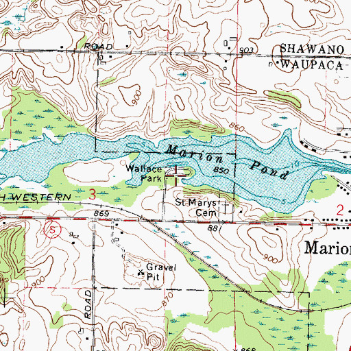 Topographic Map of Wallace Park, WI