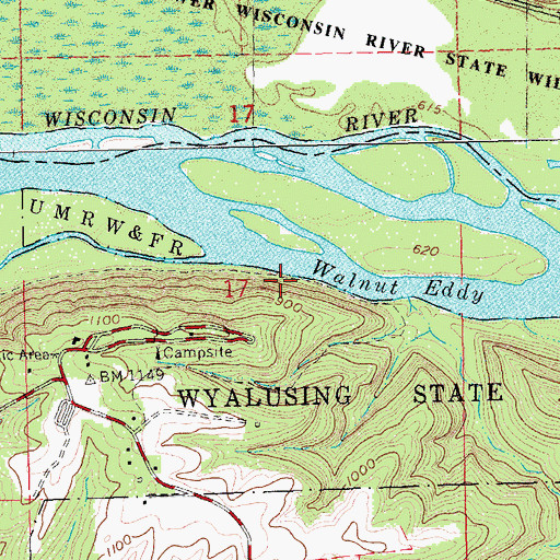 Topographic Map of Walnut Eddy, WI
