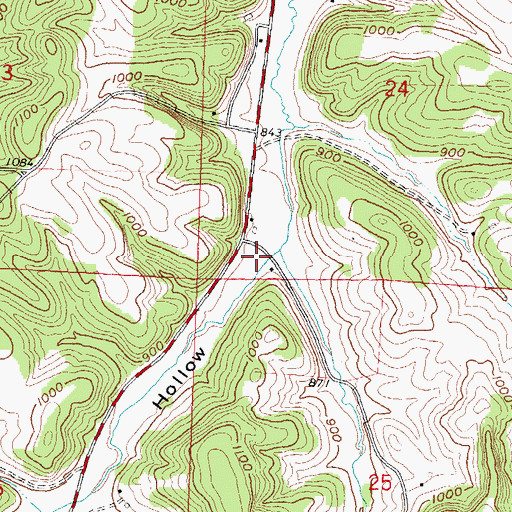 Topographic Map of Walnut Hollow, WI