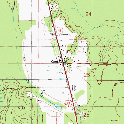 Topographic Map of Sunflower Cemetery, AL