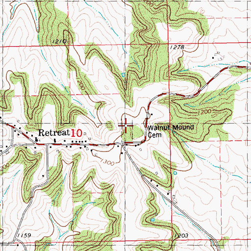 Topographic Map of Walnut Mound Cemetery, WI