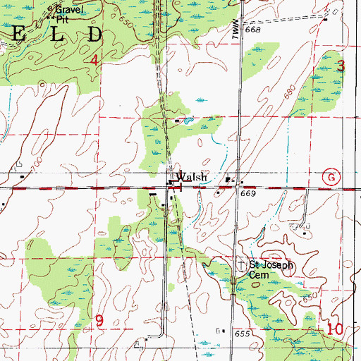 Topographic Map of Walsh, WI