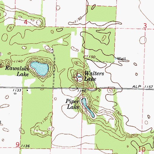 Topographic Map of Walters Lake, WI