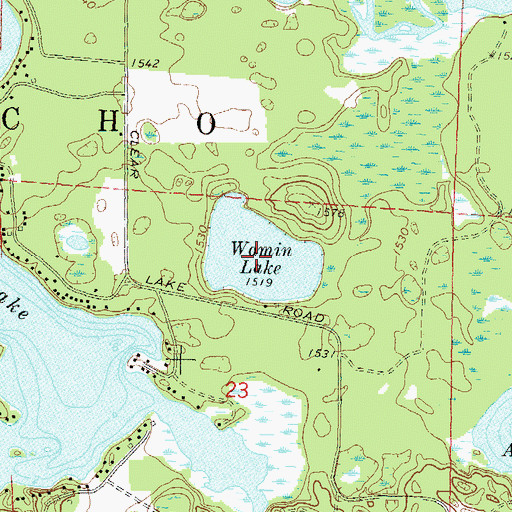 Topographic Map of Wamin Lake, WI