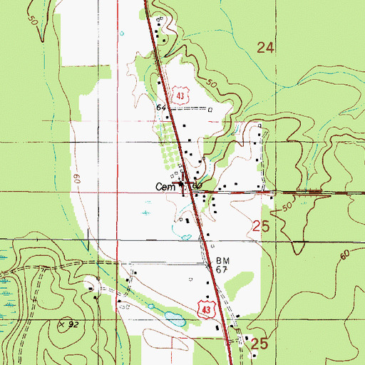 Topographic Map of Sunflower United Methodist Church, AL