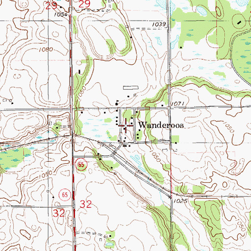 Topographic Map of Wanderoos, WI