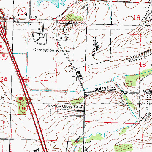Topographic Map of Wangsness School, WI