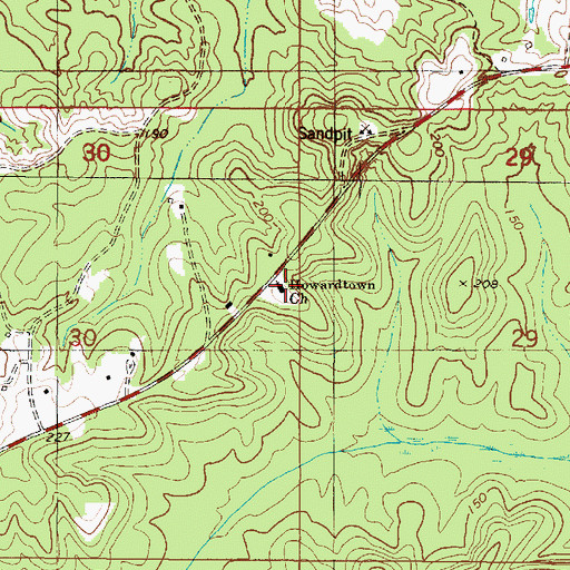 Topographic Map of Howard Town Cemetery, AL