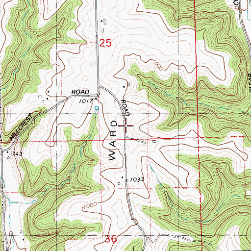 Topographic Map of Ward Ridge, WI