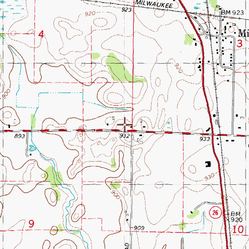 Topographic Map of Warden School (historical), WI