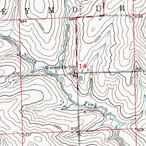 Topographic Map of Wardsville School, WI