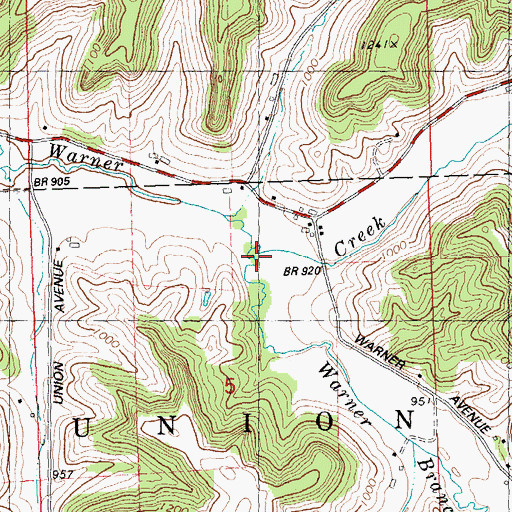 Topographic Map of Warner Branch, WI