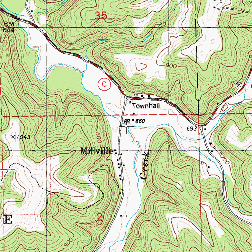 Topographic Map of Warner Creek, WI