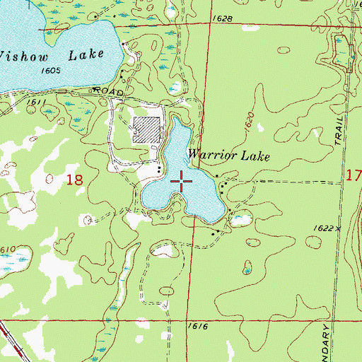 Topographic Map of Warrior Lake, WI