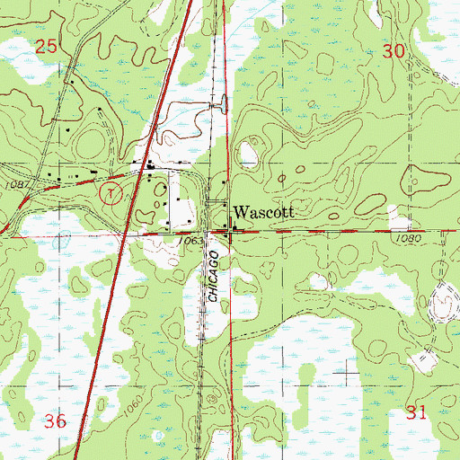 Topographic Map of Wascott, WI