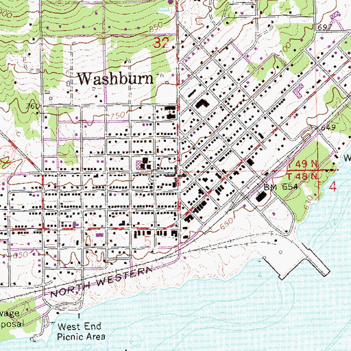Topographic Map of Washburn, WI