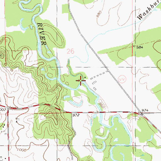 Topographic Map of Washburn Farm Creek, WI